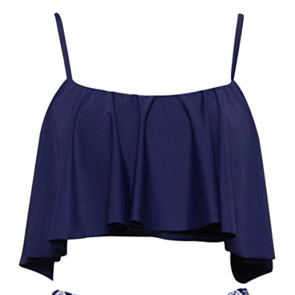 Women's Retro Halter Bikini Top &Ruffle High Waist